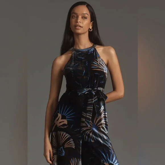 Farm Rio x Anthropologie Velvet Halter Jumpsuit - Picture 6 of 11